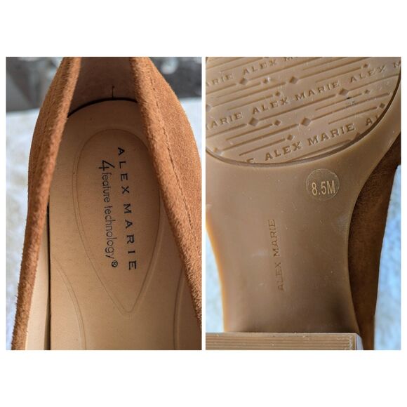 Alex Marie Farin loafer pump suede leather pilgrim heel shoes   Sz 8.5 - Picture 3 of 10